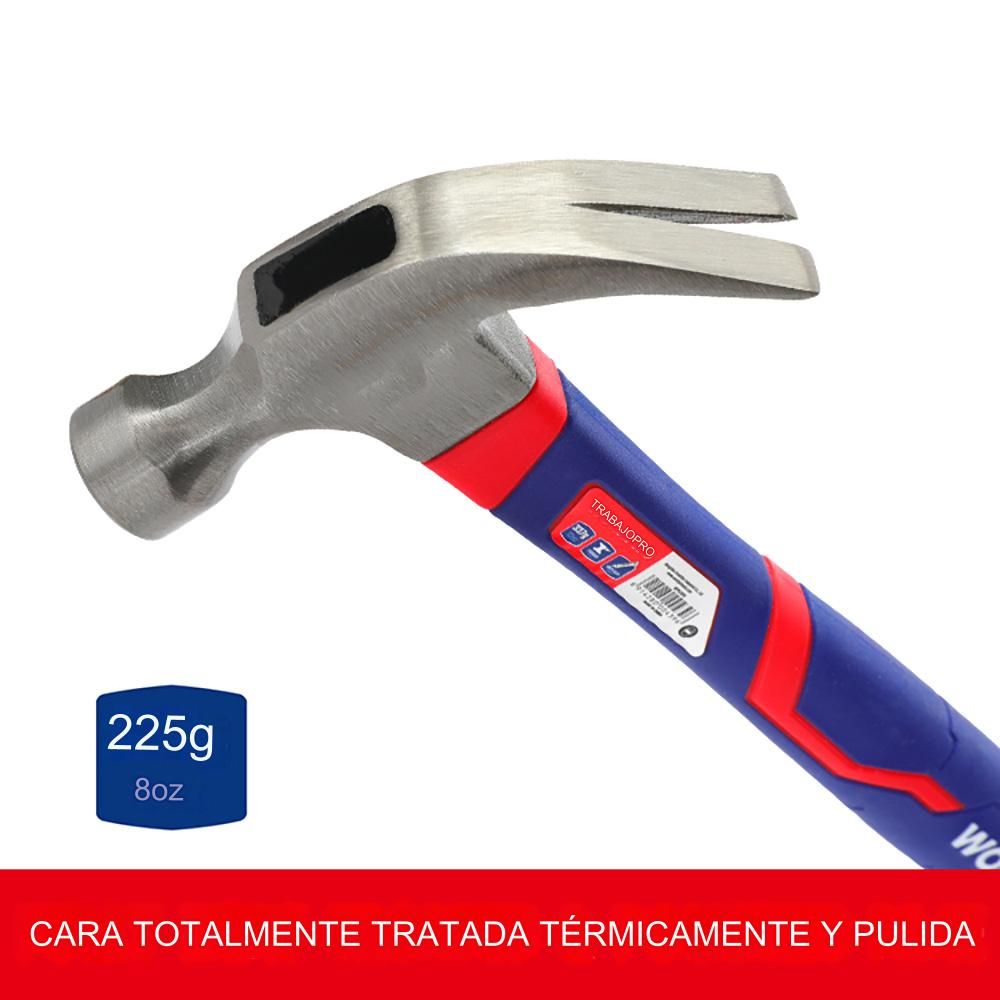Martillo de carpintero con mango de fibra de vidrio, 225 g