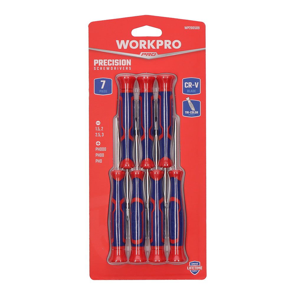 Destornilladores de precisión, 7 piezas, 3 phillips + 4 plano