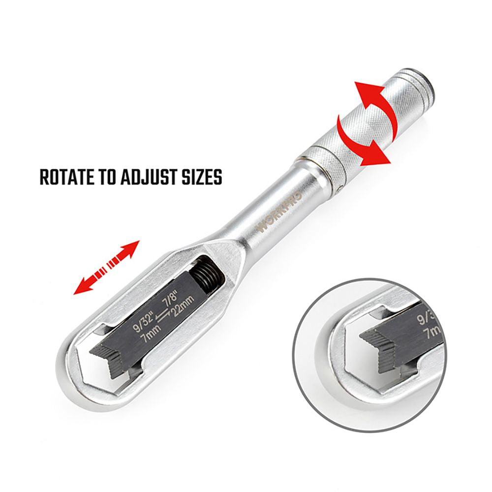 Llave ajustable universal, métrica y sae, 7 - 22 mm