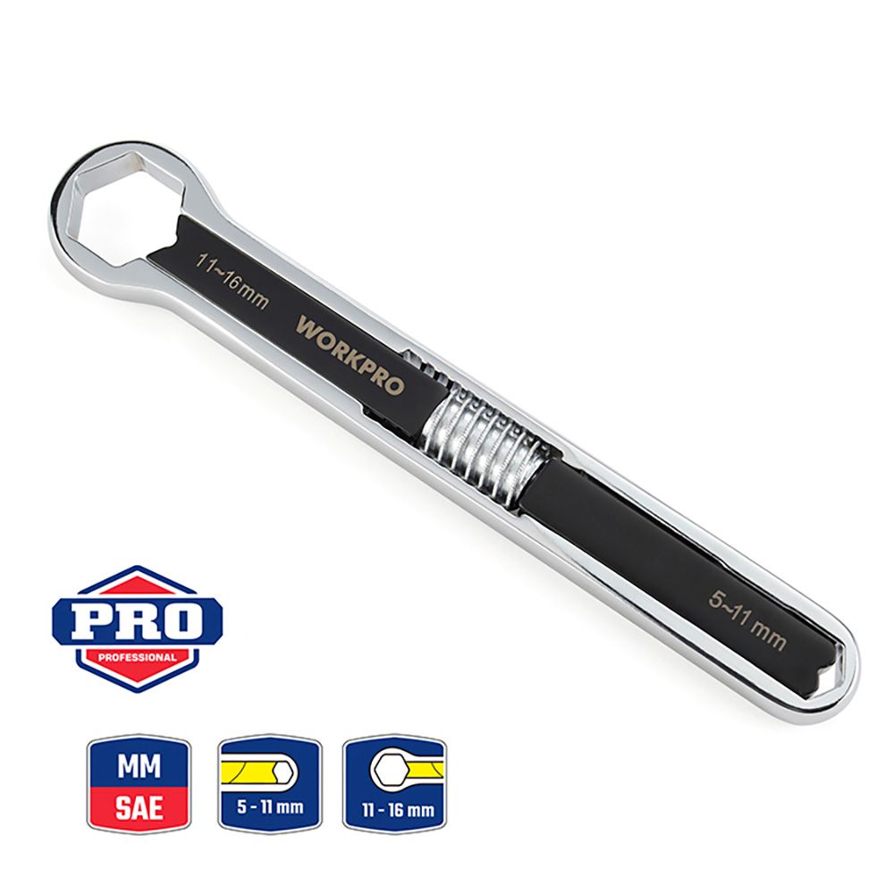 Llave ajustable universal, métrica y sae, 5 - 16 mm