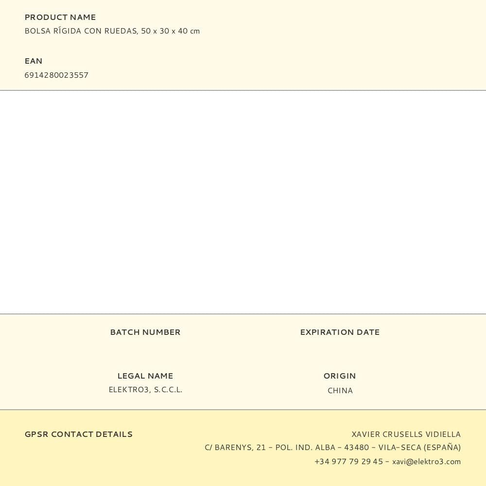 Bolsa de herramientas rígida con ruedas, 46 x 27 x 40 cm