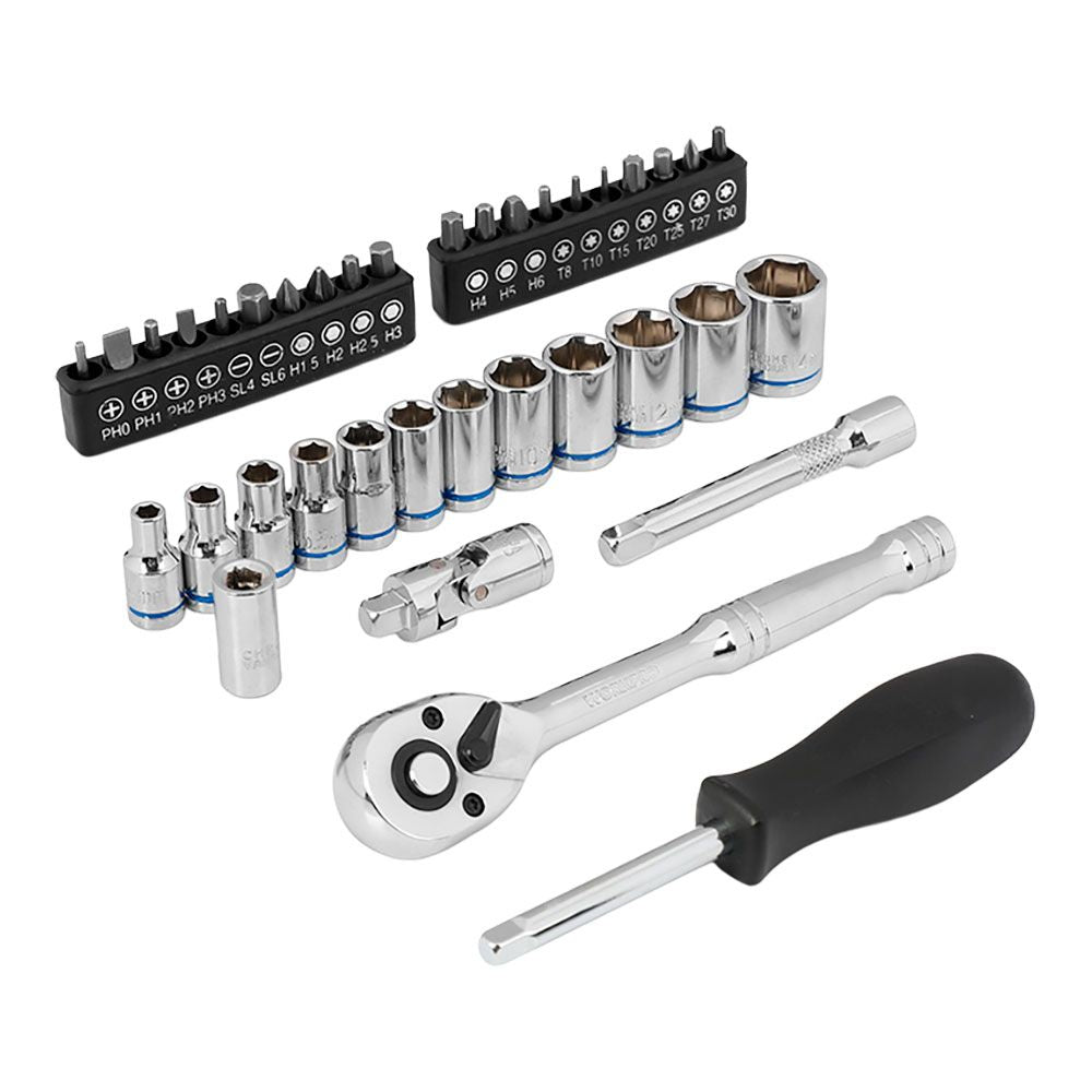 Llave de carraca, ¼ pulg, juego 37 piezas