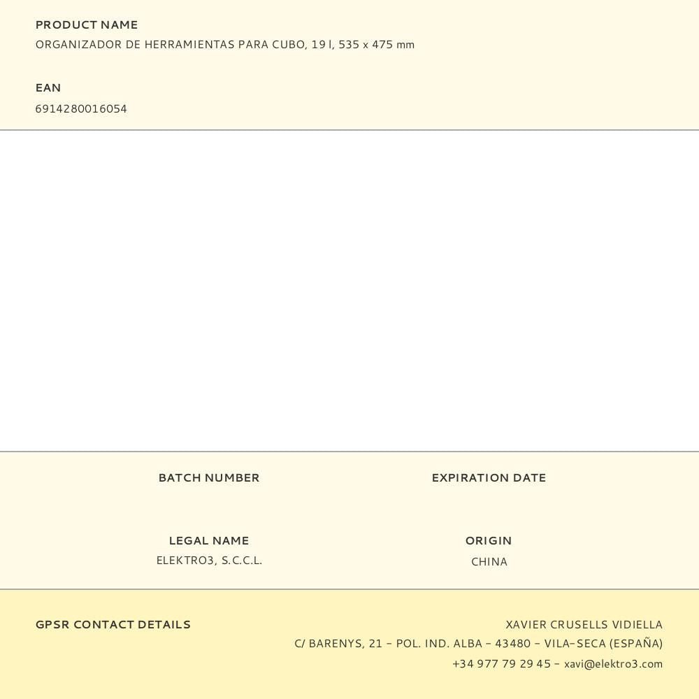 Organizador de herramientas para cubo de 19 l/ aprox ø28 cm