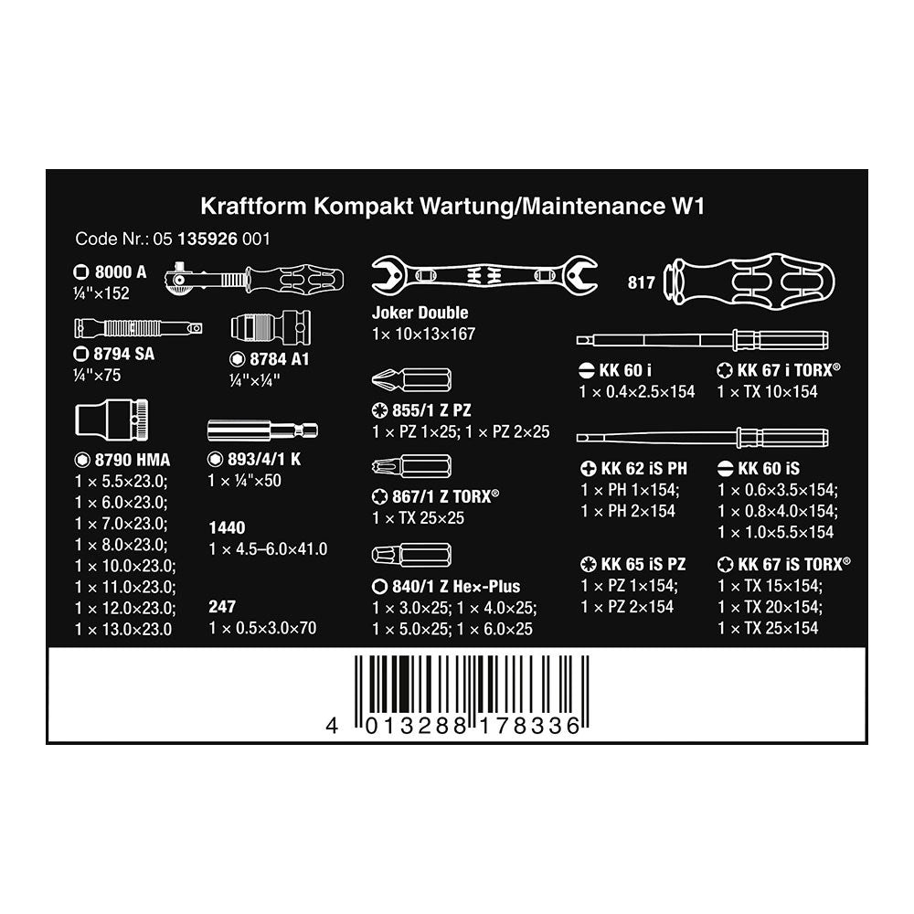 Kit mantenimiento w1, 35 piezas