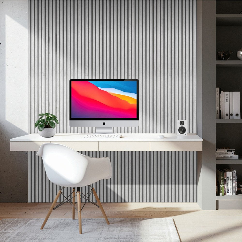 Revestimiento autoadhesivo 3d, color roble gris con fondo de fieltro gris antracita, loseta de 58x58 cm, 6 unidades