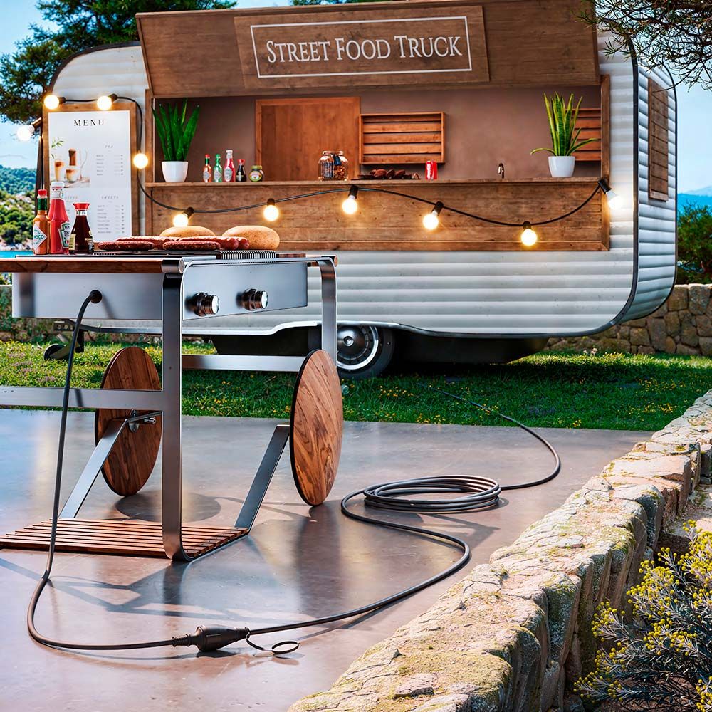 Prolongador profesional 20 m, ip44, h07rn-f 3 g 2,5 mm², 1 toma con tapa, 16 a 250 v~, negro