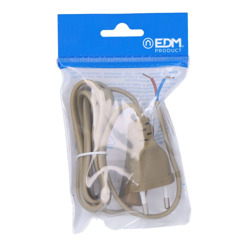 Conexion con interruptor 3a 1,5m 2x0,75mm manguera plana dorado edm