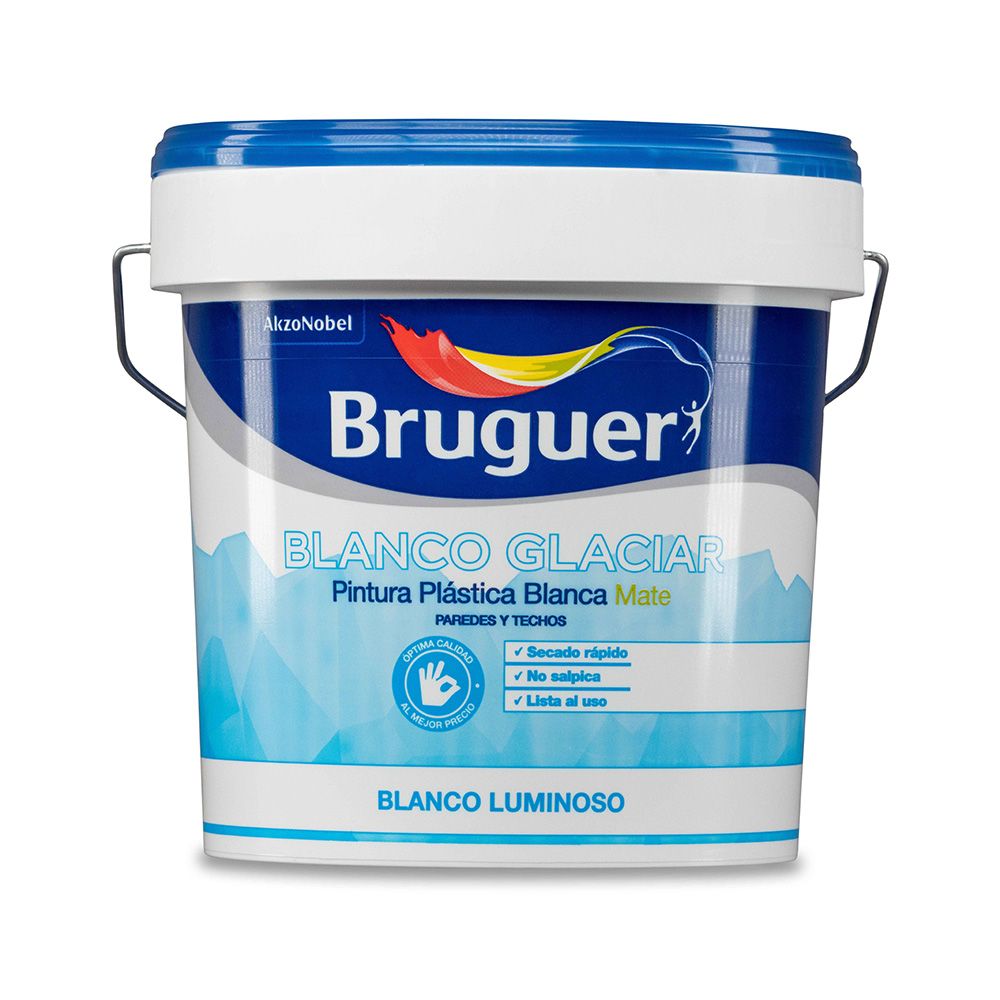 Pintura plástica vinílica interior blanco glaciar mate, 4 l