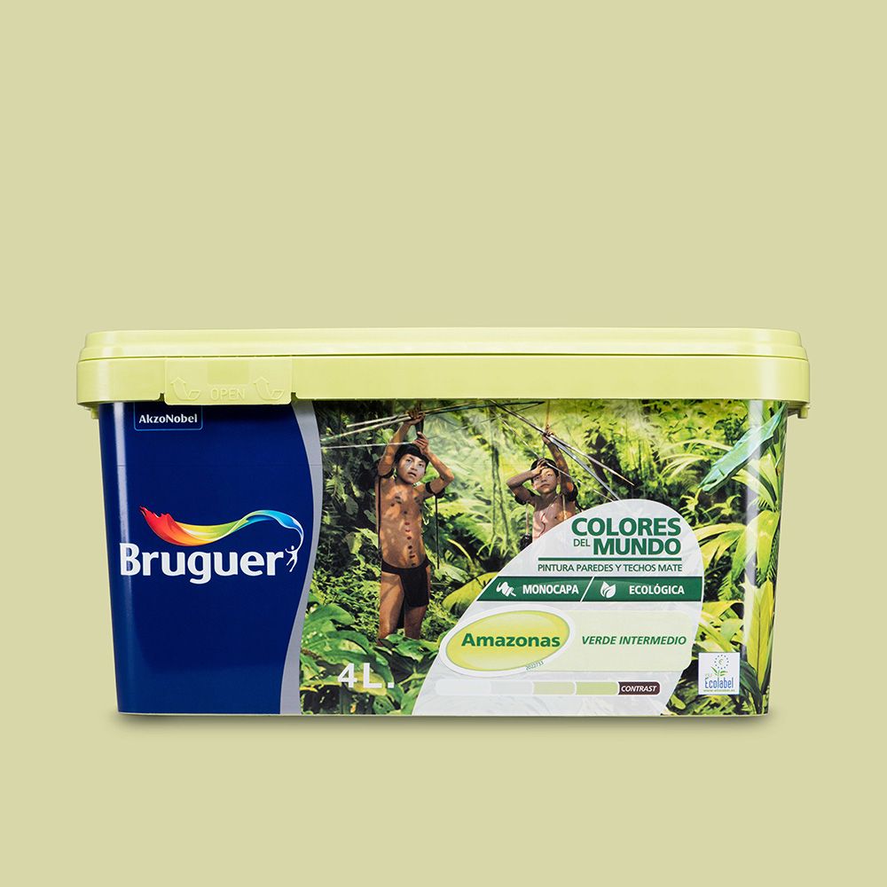 Pintura paredes y techos, color amazonas verde intermedio, 4 l