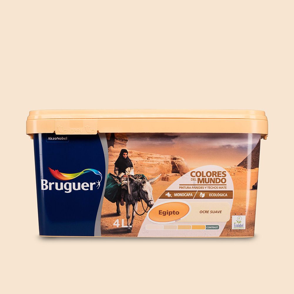 Pintura paredes y techos, color egipto ocre suave, 4 l
