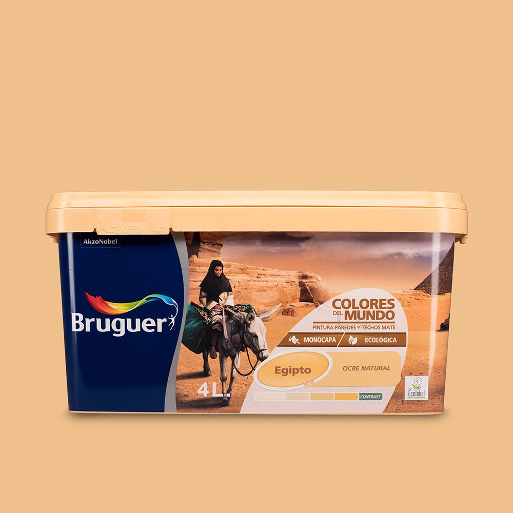 Pintura paredes y techos, color egipto ocre natural, 4 l