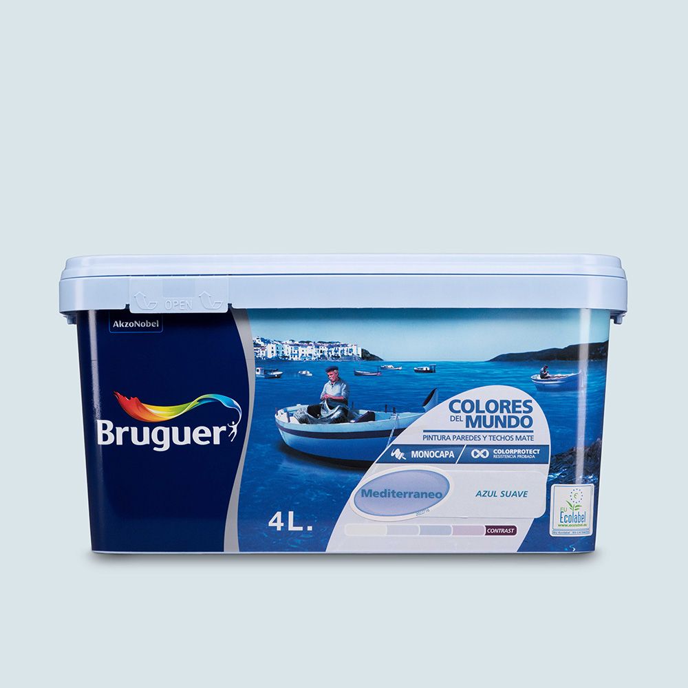 Pintura paredes y techos, color mediterráneo azul suave, 4 l
