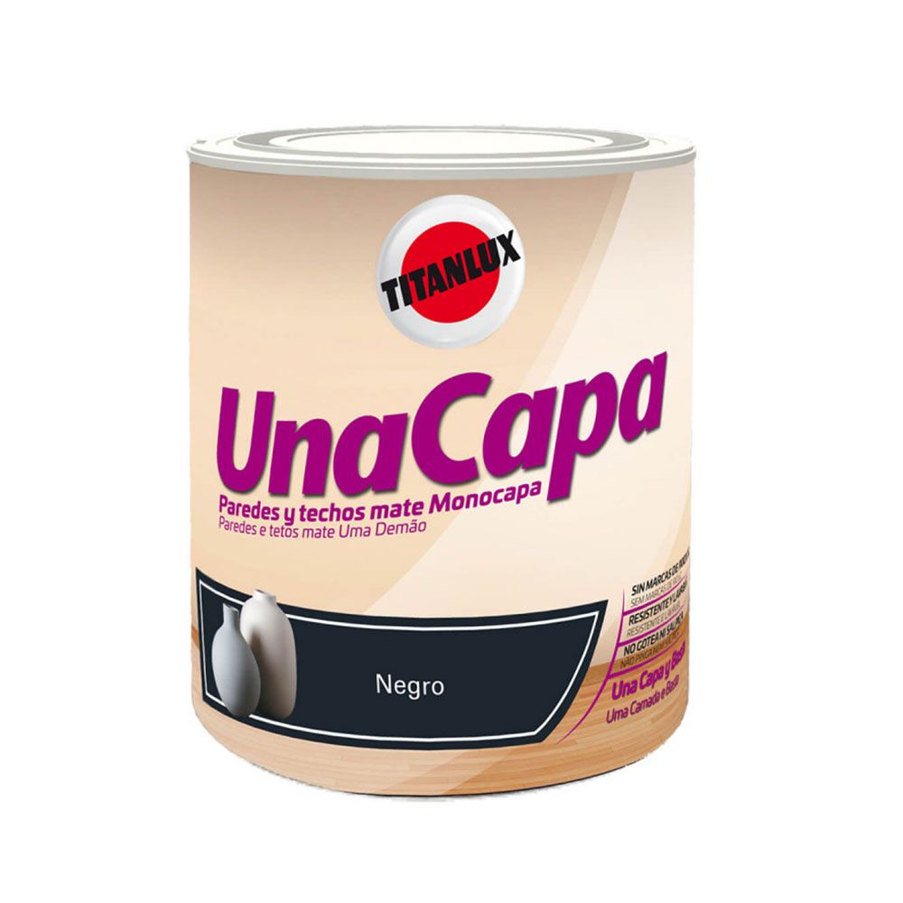 Pintura plástica vinil-acrílica interior lavable una capa piedra negro 750 ml