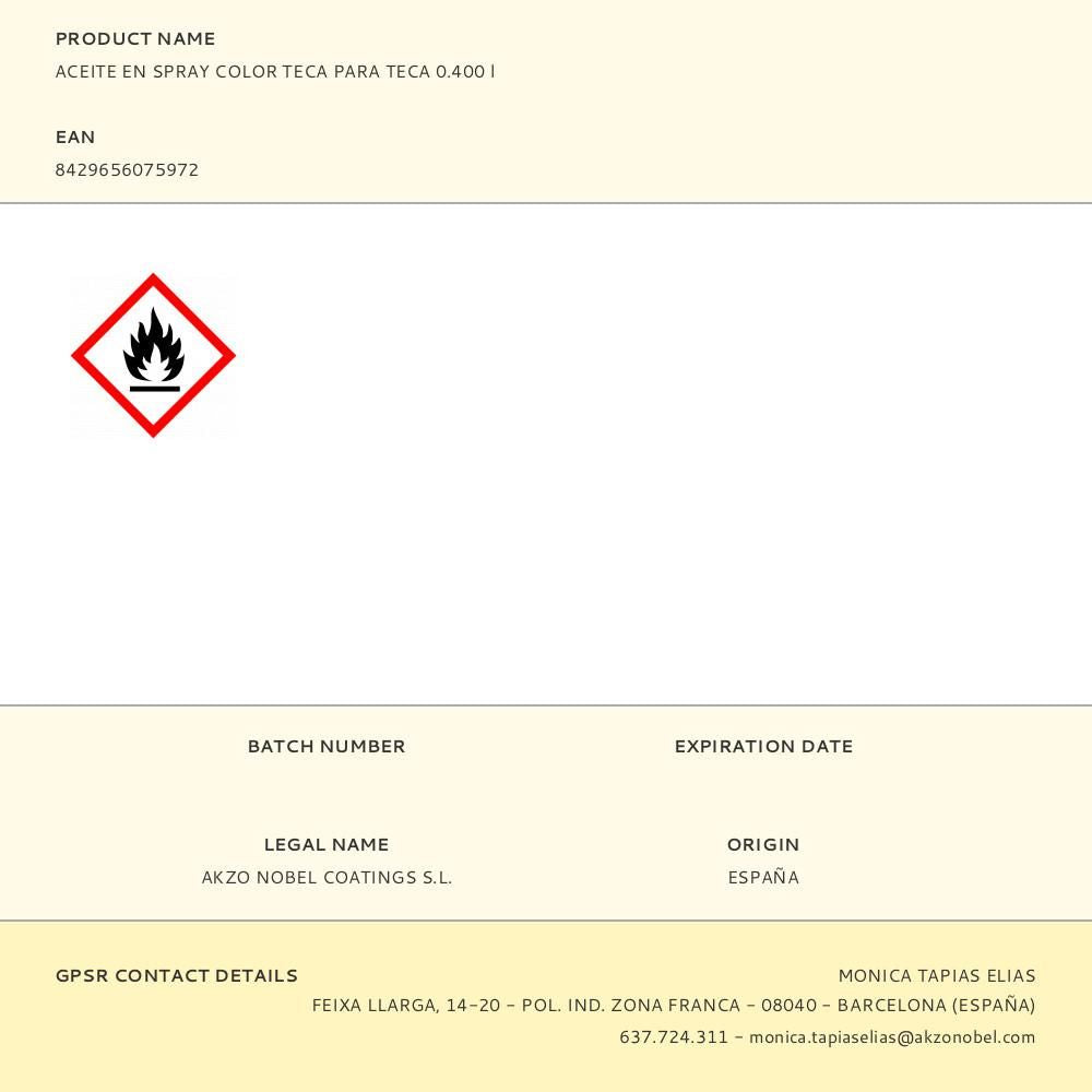 Aceite en spray para teca color teca 400 ml