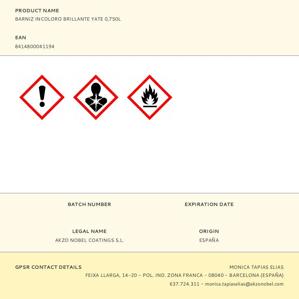 Barniz alquídico yate incoloro brillante 750 ml