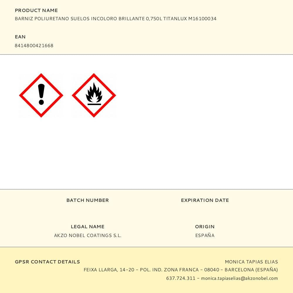 Barniz poliuretano suelos incoloro brillante 750 ml