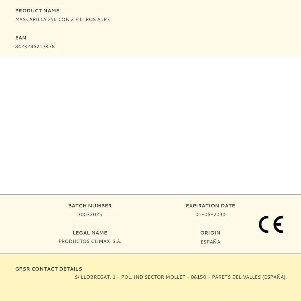 Mascarilla 756 con 2 filtros a1p3