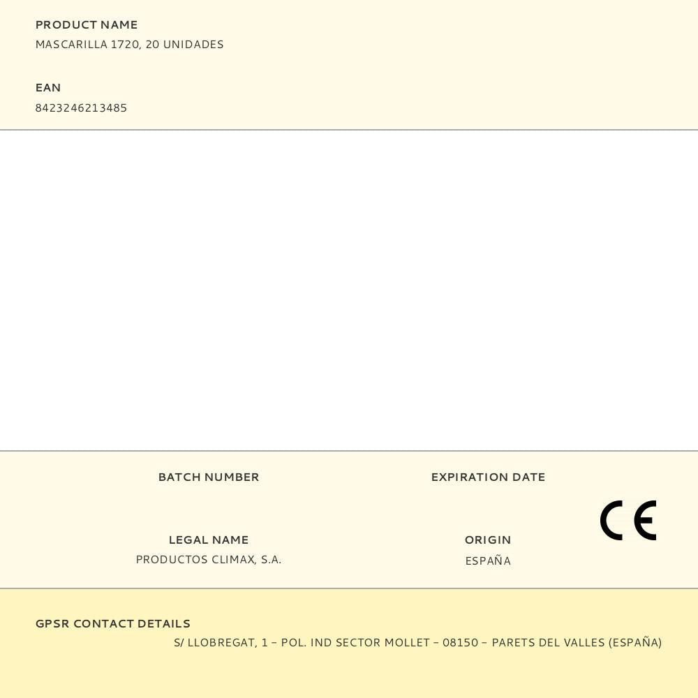 Mascarilla 1720, 20 unidades