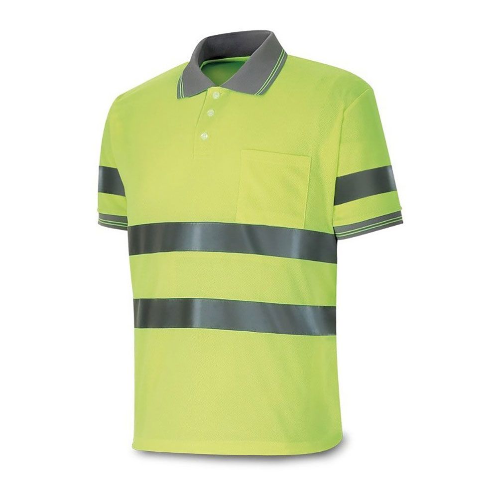 Polo amarillo fluorescente, manga corta de alta visibilidad, m
