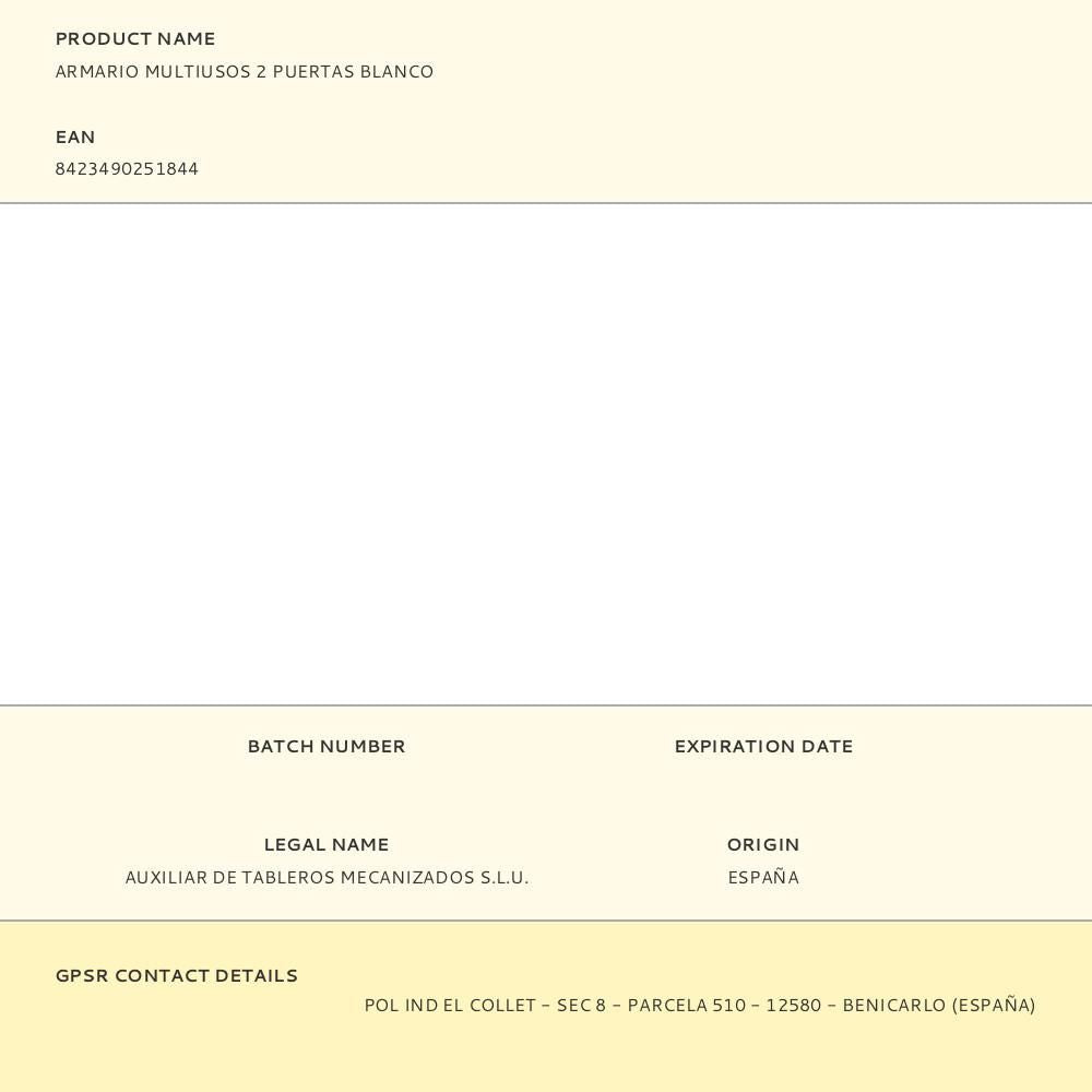 Armario multiusos 2 puertas blanco