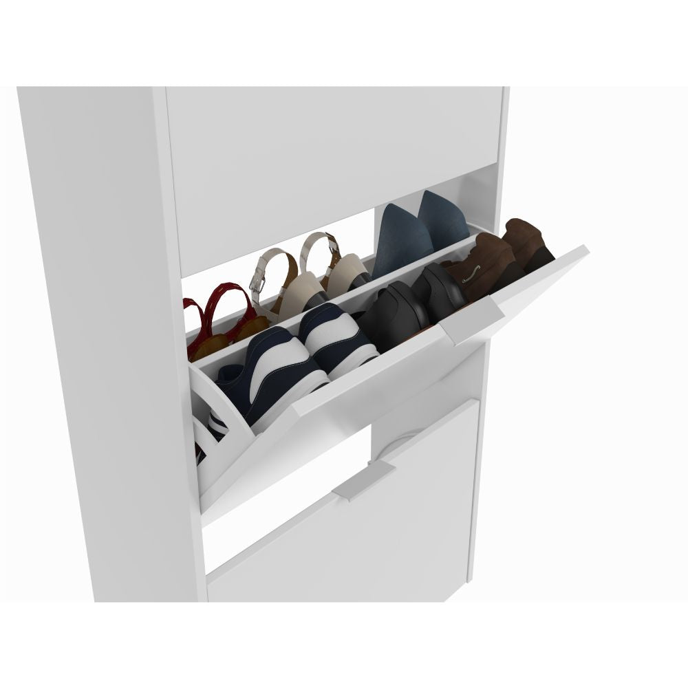 Zapatero 3 puertas abatibles blanco brillo