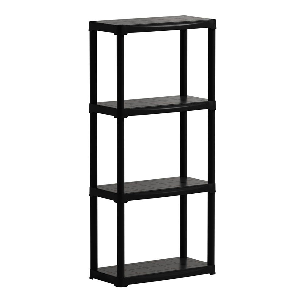 Estantería línea tempo con 4 estantes de polipropileno negro, 60 x 30 x 133 cm