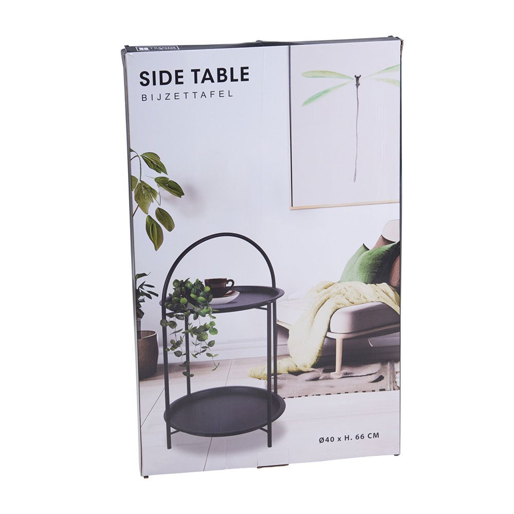 Mesa auxiliar de metal negro ø40 x 66 cm