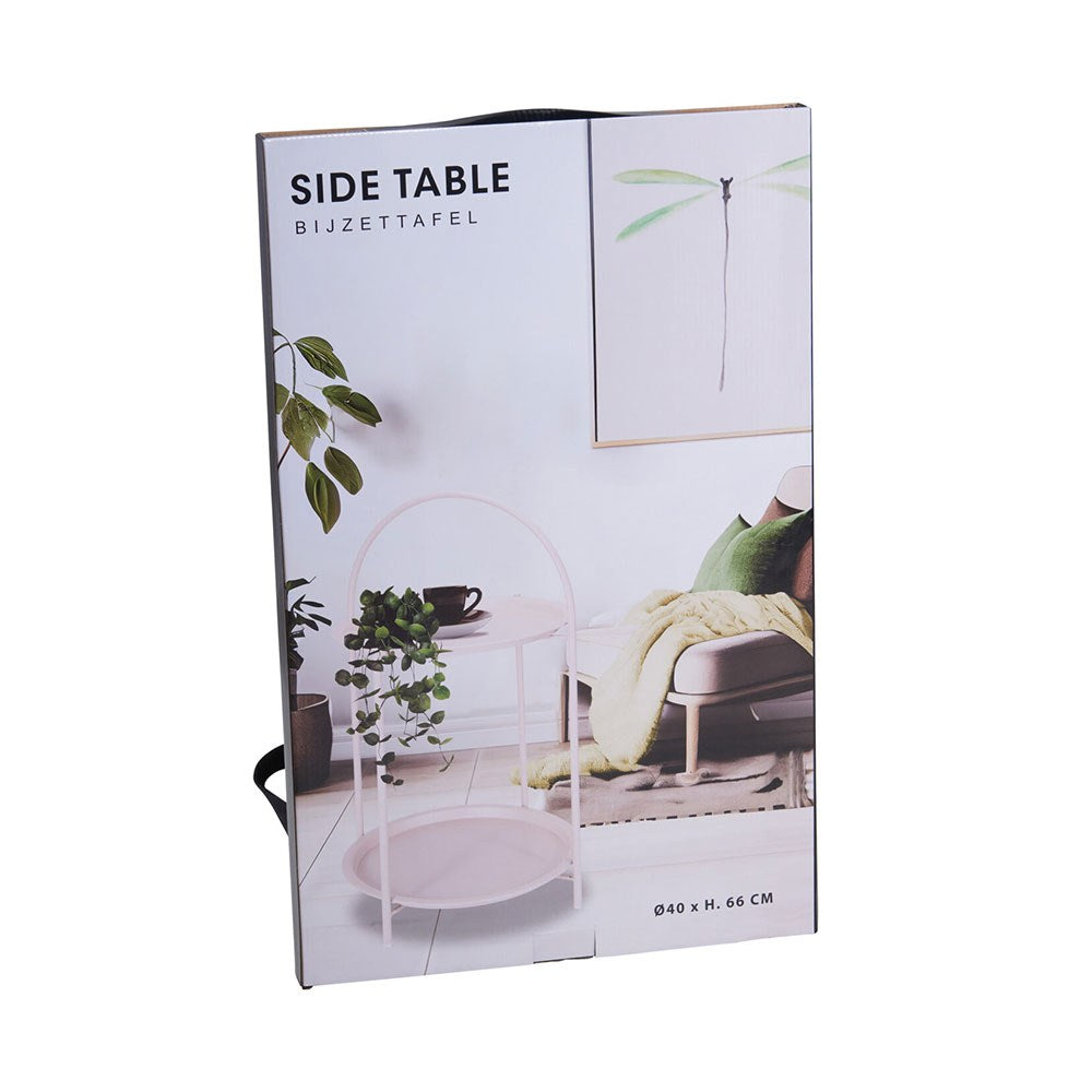 Mesa auxiliar de metal blanco ø40 x 66 cm