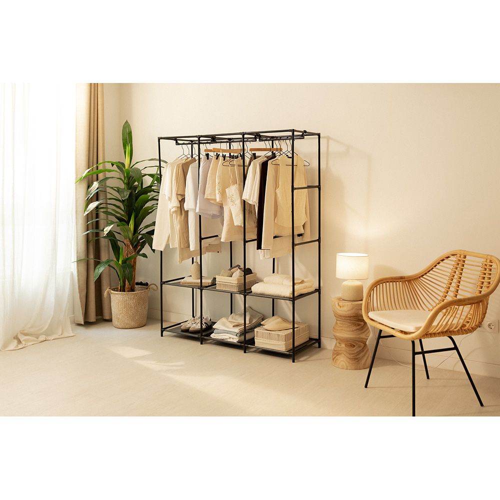 Armario de tela canvas v130 negro 130 x 45 x 167 cm