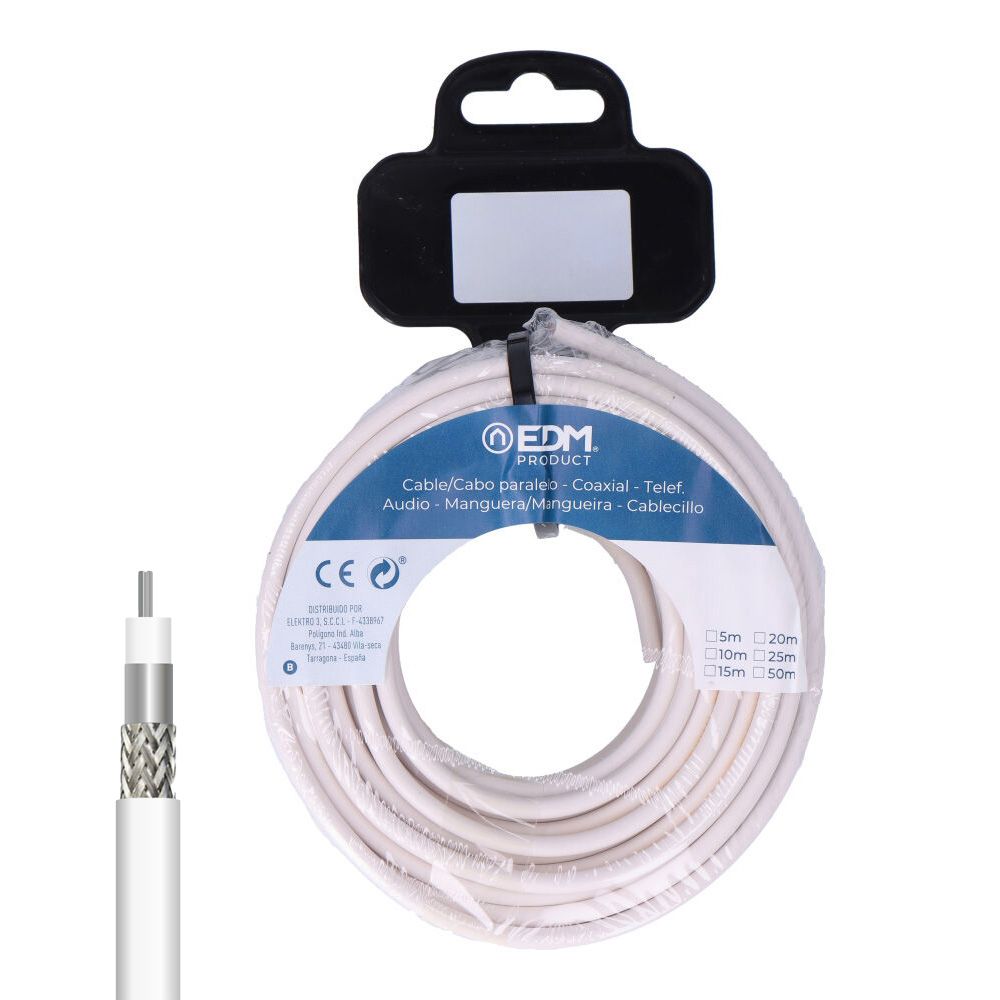 Carrete cable coaxial apantallado aluminio 20 m