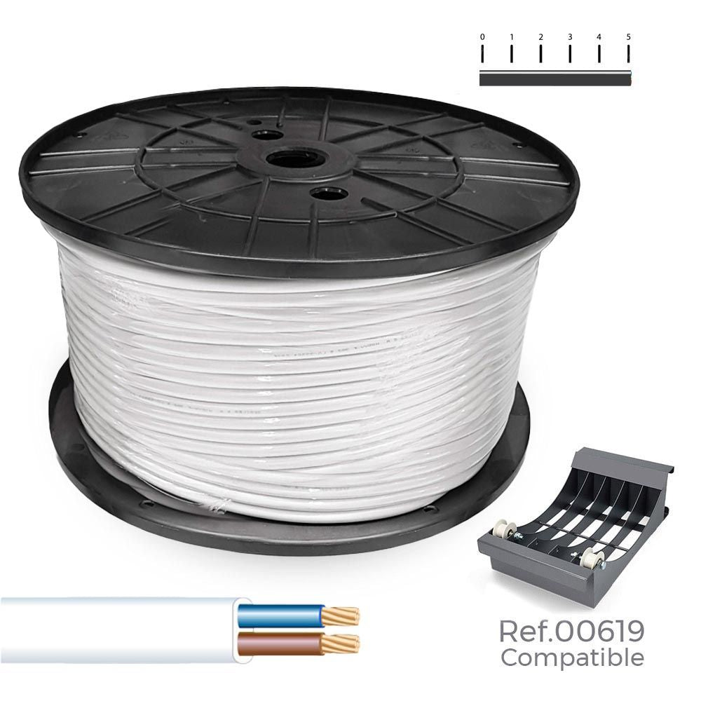 Manguera plana h03vvh2-f 2 x 0,75 mm² blanca, 700 m. (bobina grande)
