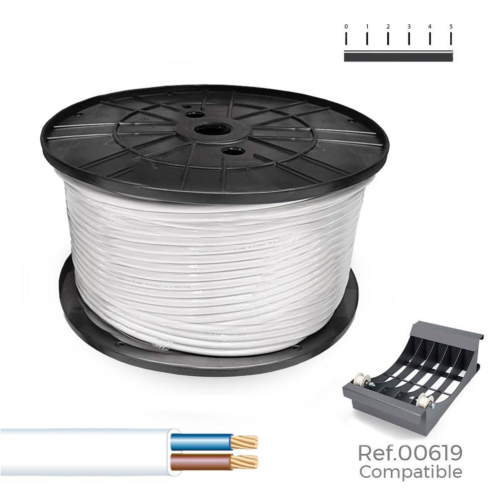 Manguera plana h03vvh2-f 2 x 0,75 mm² blanca, 400 m. (bobina grande)