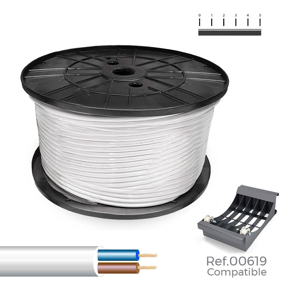 Manguera tubular h05vv-f 2 x 1,00 mm² blanca, 400 m. (bobina grande)