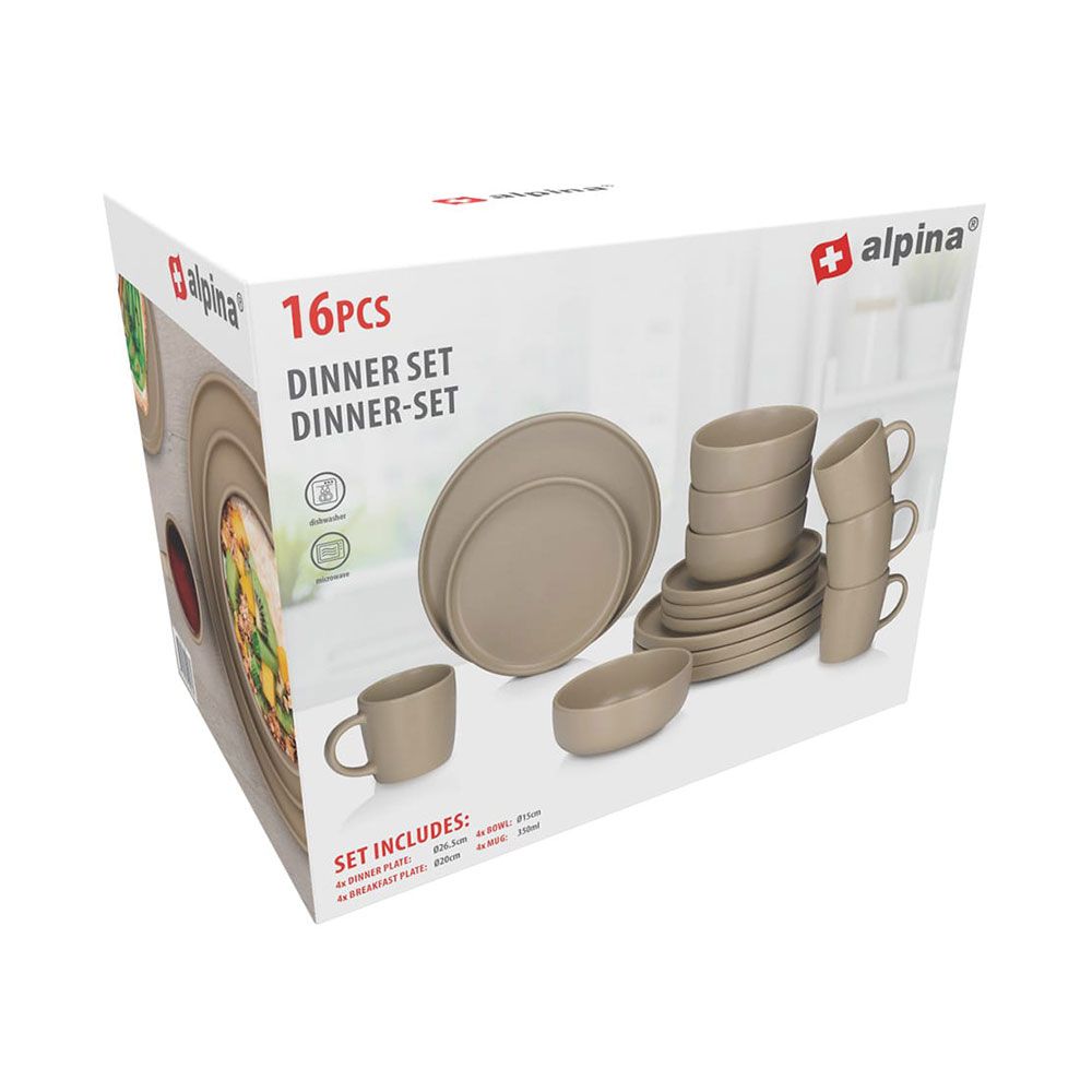 Vajilla 16 piezas taupe cerámica
