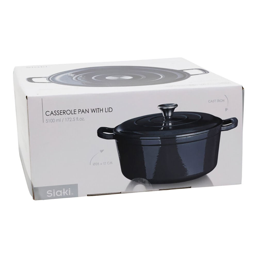 Cacerola de hierro fundido esmaltado color gris, ø28 x 12 cm