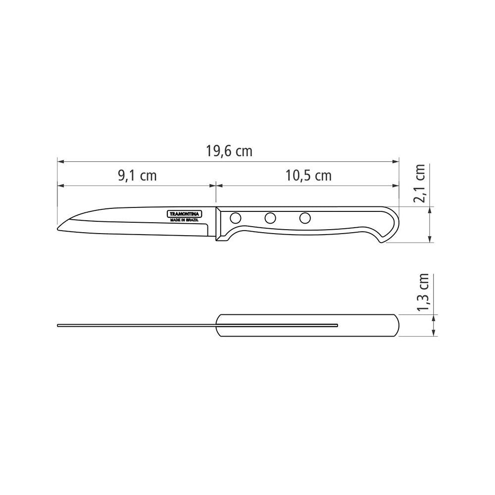 Cuchillo polywood castaño para verduras y frutas 9 cm