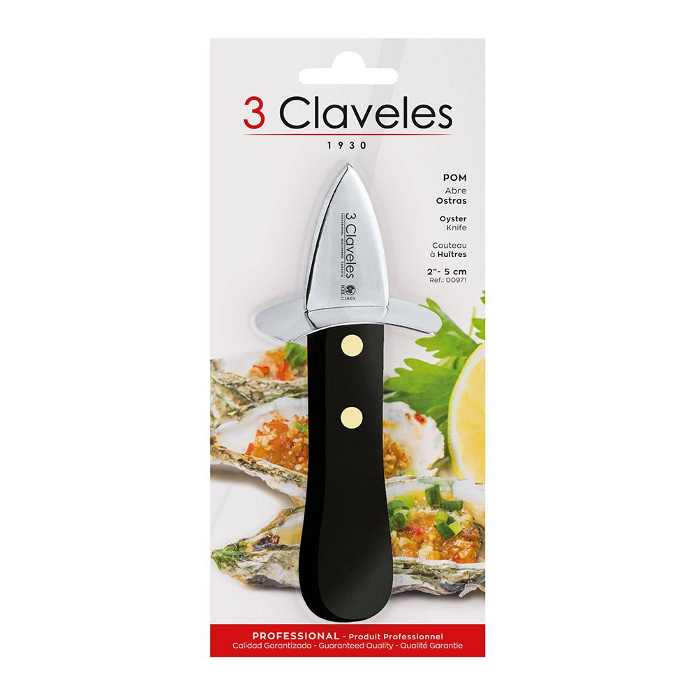 Cuchillo abre ostras de acero inoxidable con mango pom, 5 cm