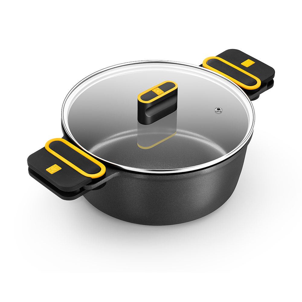 Cacerola alta de aluminio fundido con antiadherente tricapa con tapa de cristal, daily pro, ø24 cm