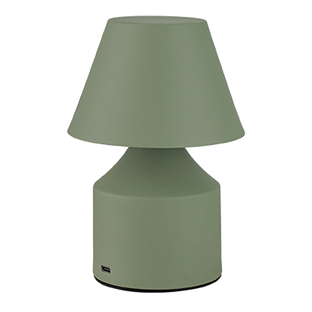 Lámpara metálica led 3cct de mesa recargable 2 w 200 lm, verde, ø110 x 163 mm