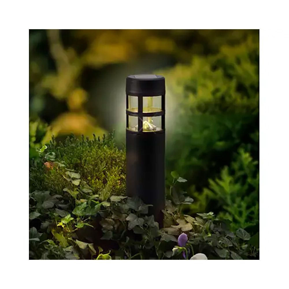 Estaca solar negra 1 led, 3 im, función fija, set de 4 uds