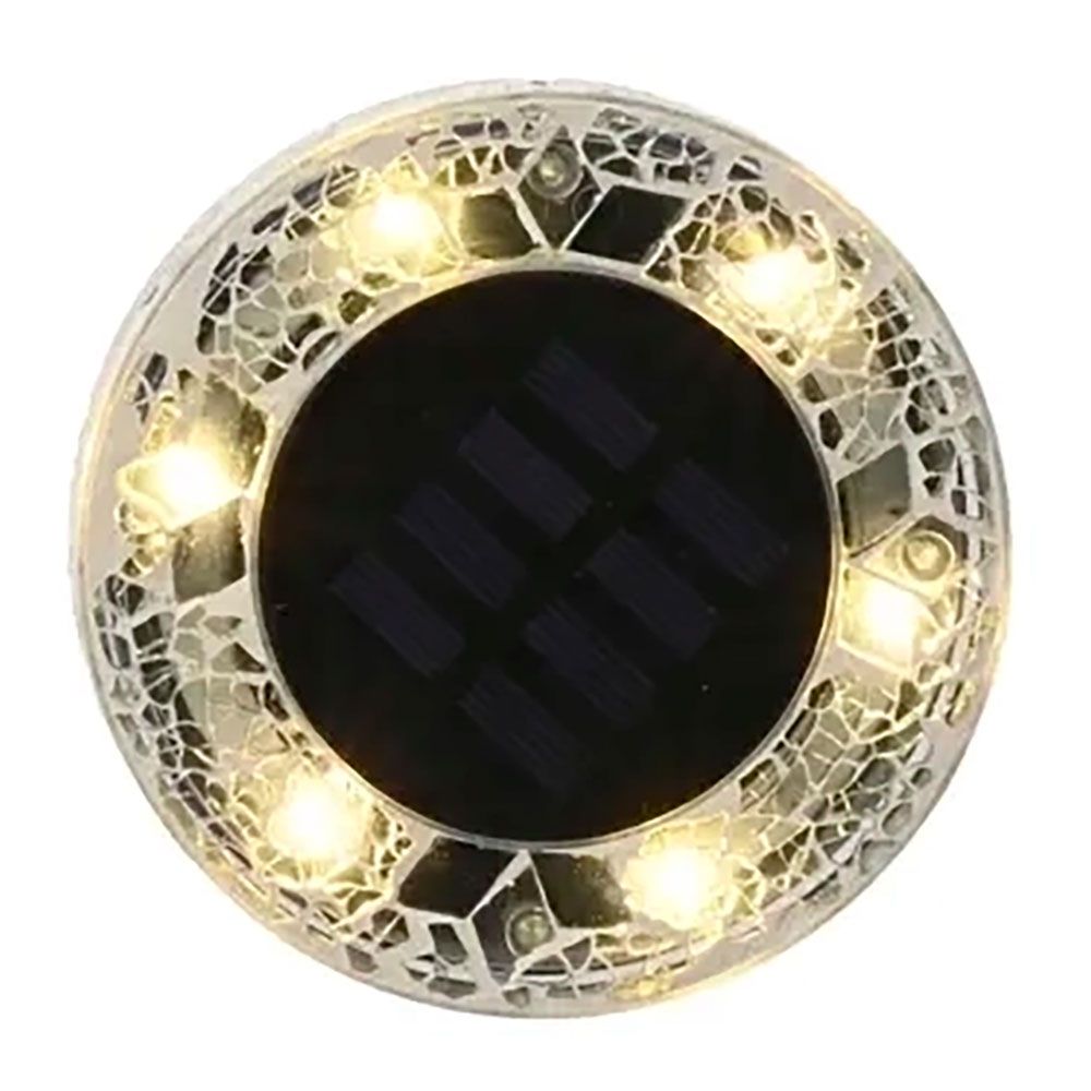 Estaca solar redonda de cristal mosaico, 6 leds, 7 lm, ø11,5 x 13 cm