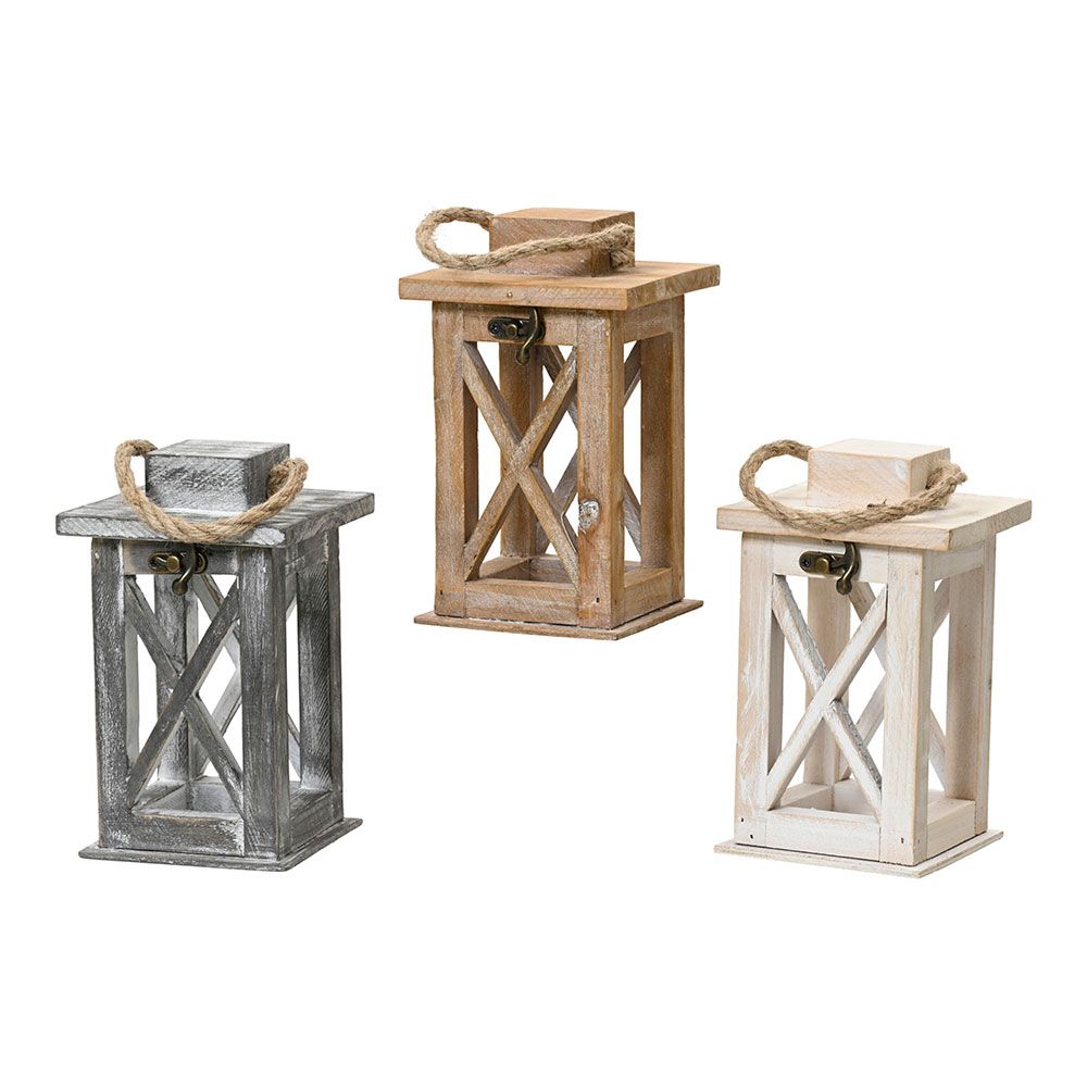 Farolillo decorativo de madera de abeto, colores surtidos - 11 x 11 x 18,5 cm