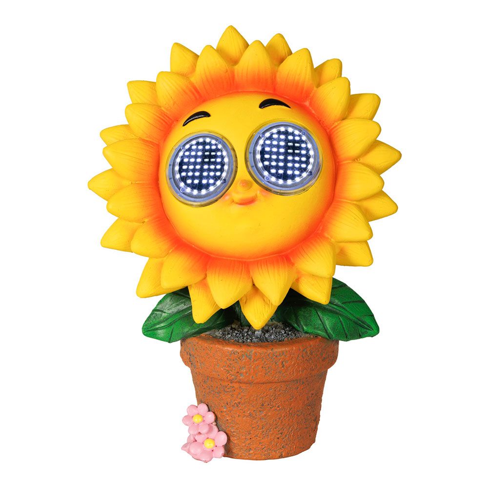 Figura solar girasol amarillo - 15,5 x 10,5 x 21,5 cm