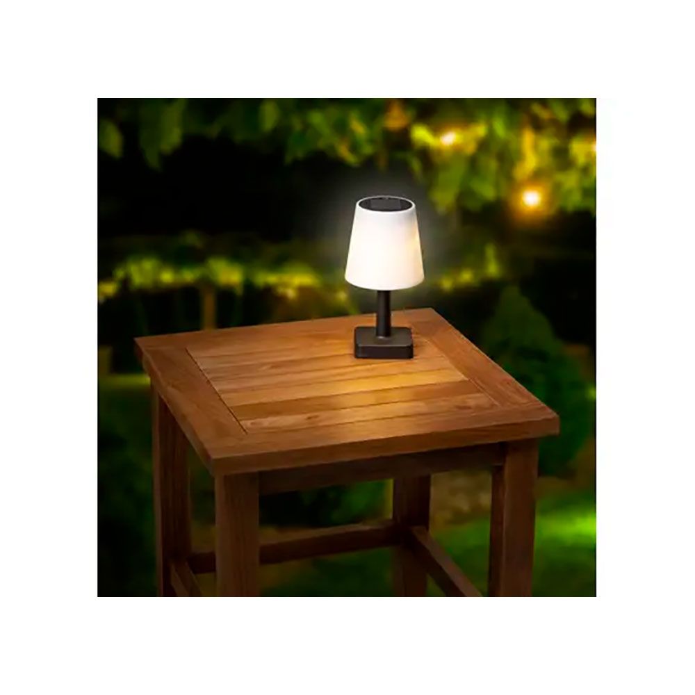 Lámpara solar de sobremesa, negra y blanca, ø12 x 23 cm