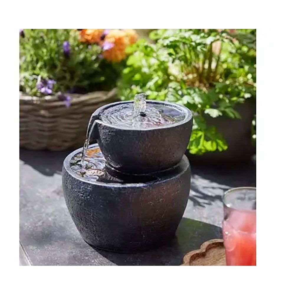 Fuente solar para exterior ip68, de poliresina - ø20 x 20,5 cm