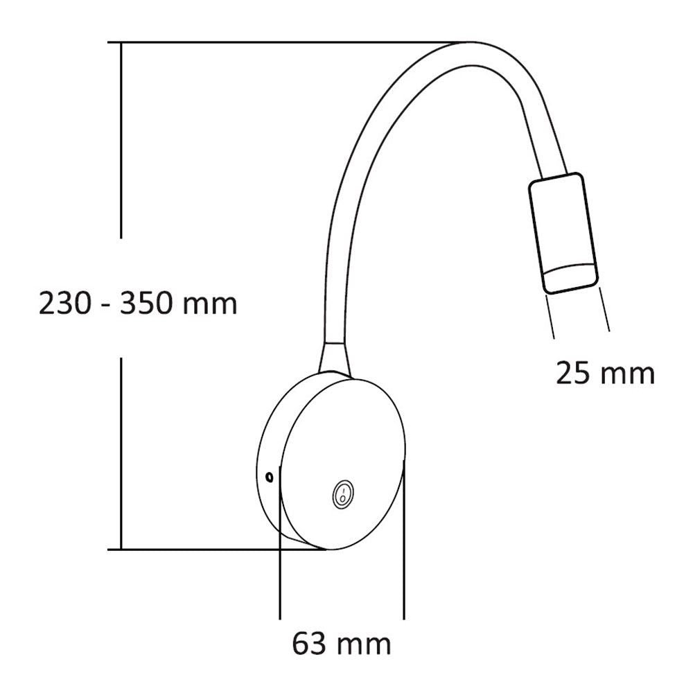 Aplique led classic, 3 w, 4000 k, 450 lm, negro, 35 x 6,3 cm