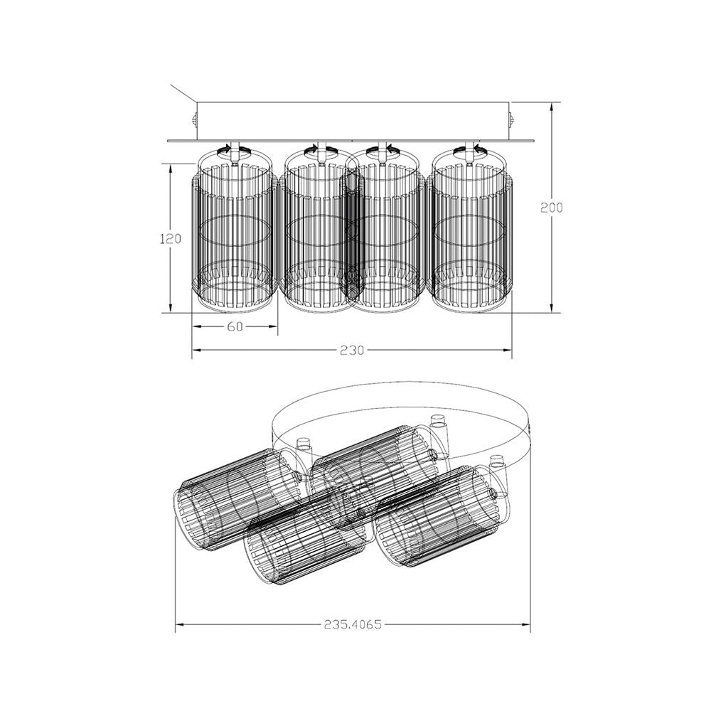 Foco 4 elementos, sahara arenado, gu10, 10w, (bombillas no incluidas), blanco, 23 x 6 x 20 cm
