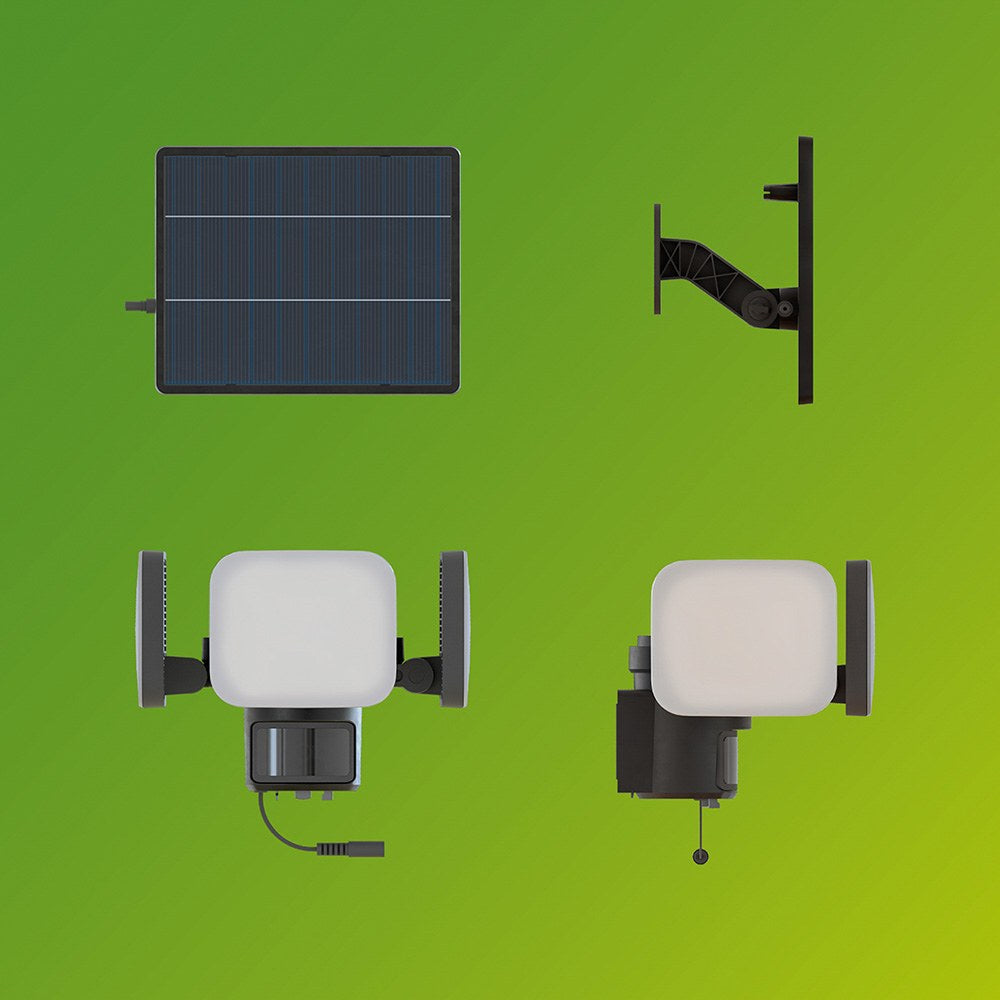 Luz de seguridad solar zyren negra 24,5 w, 4000/50 im, 5000 k