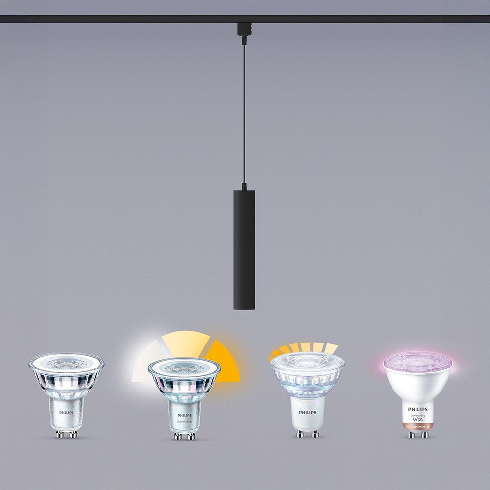 Lámpara de techo suspendida easylink, paxie gu10, negra, ø60 x 1550 mm