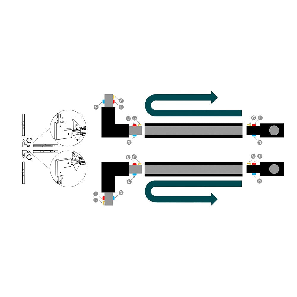 Conector en l sentido horario easylink, negro